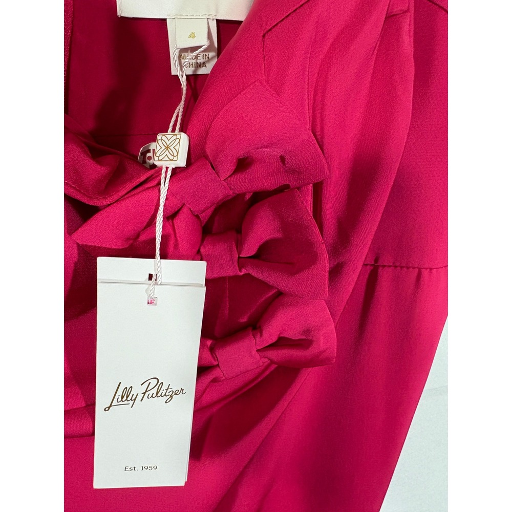 Lilly Pulitzer Jean Maxi Dress Raspberry Rouge Pink Bow 017290 Size 14 - Picture 9 of 13